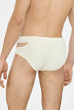 Louis Gabriel Nouchi SWIM BRIEF WITH ASYMMETRICAL OPENING IN RECYCLED JERSEY WHITE