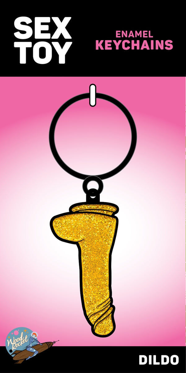 Gold Glitter Dildo Keychain