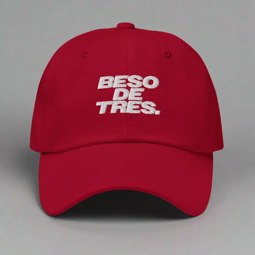 Beso De Tres Dad Hat in Cranberry