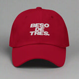 Beso De Tres Dad Hat in Cranberry