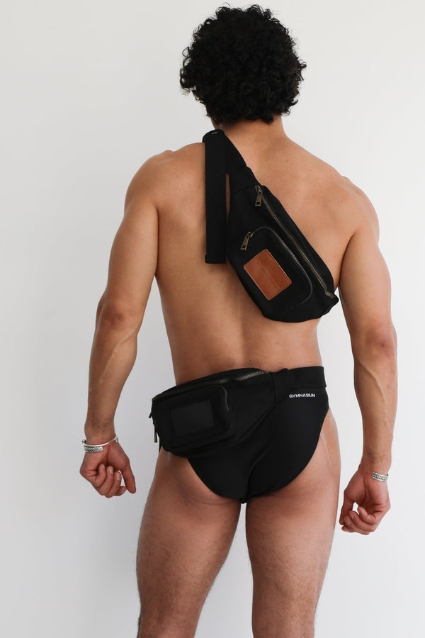 GYMNASIUM BODY BELT BAG BLACK / BROWN