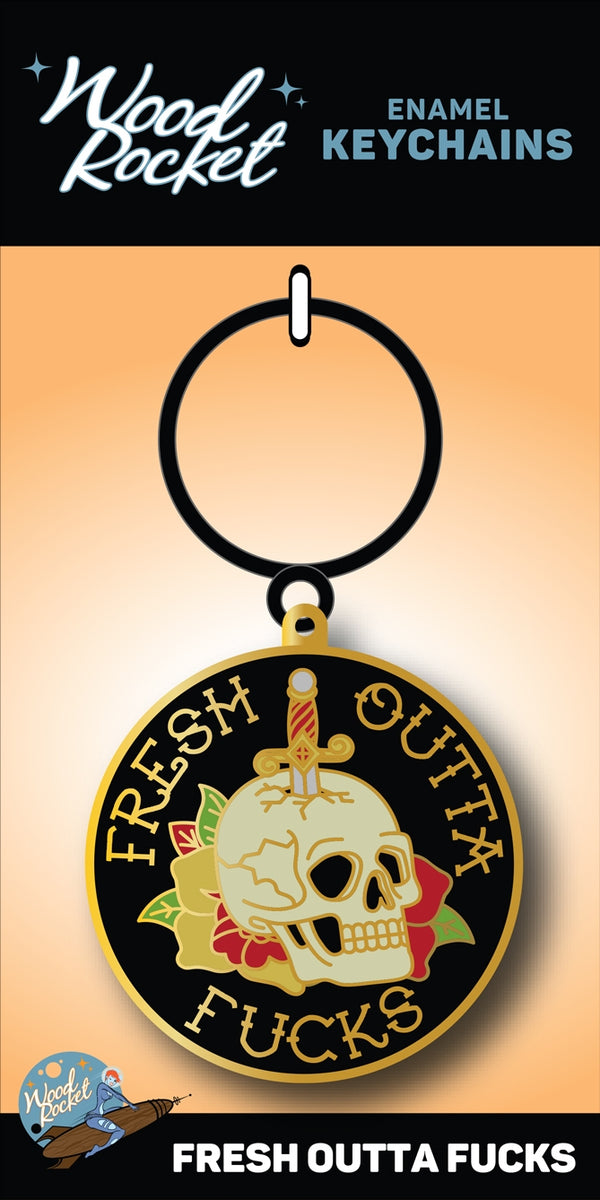 Tattoo Skull Fresh Outta Fucks Keychain