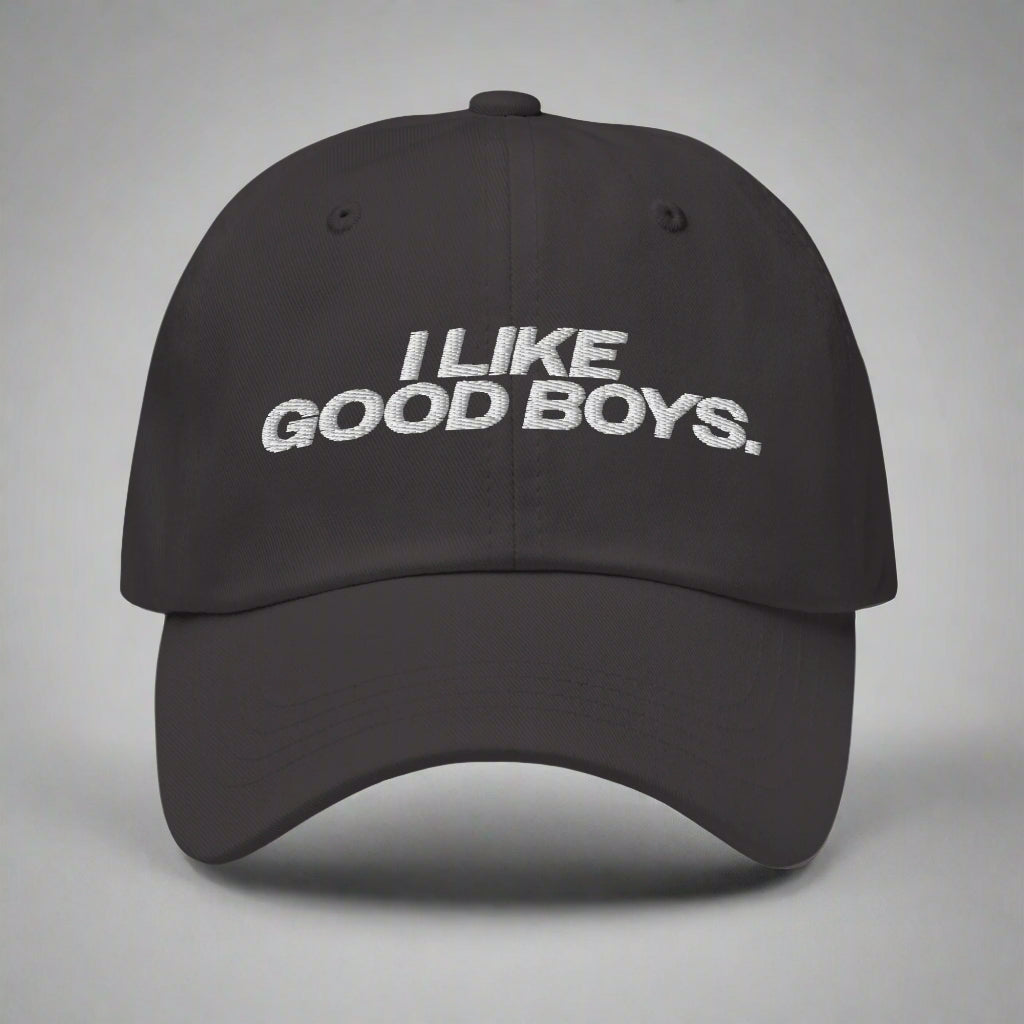 I Like Good Boys Dad Hat by YES HOMO in Dark Grey