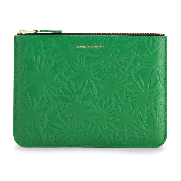 COMME DES GARÇONS EMBOSSED FOREST POUCH WALLET GREEN