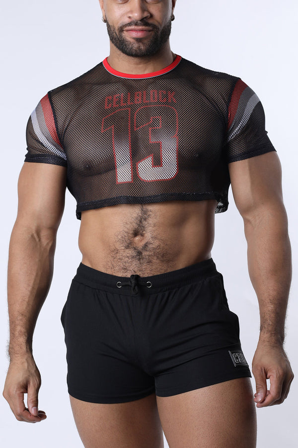 CELLBLOCK 13 Chain Reaction Mesh Crop Top - Red
