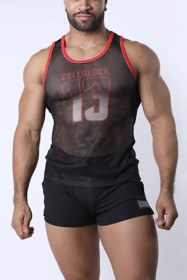 CELLBLOCK 13 Chain Reaction Mesh Tank Top - Red