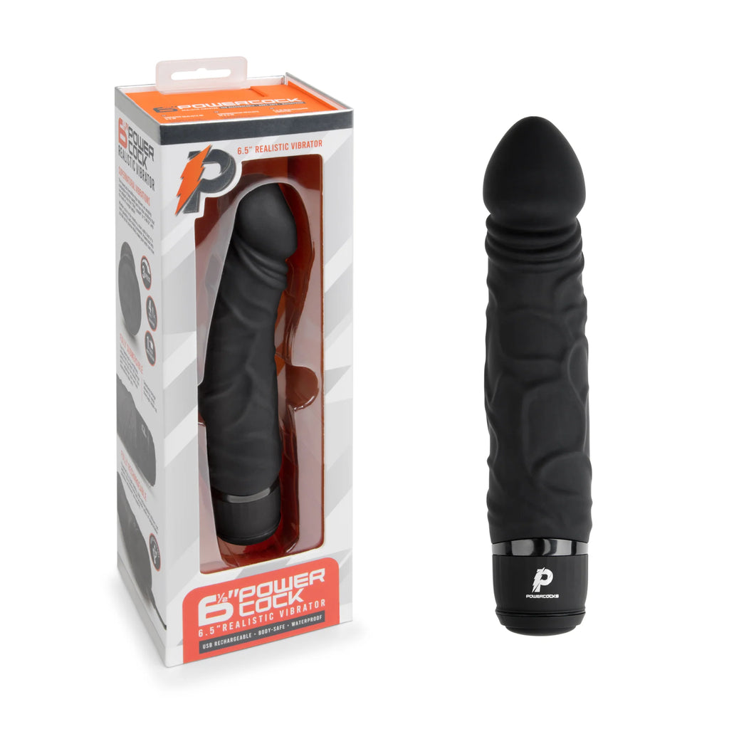 Powercocks 6.5” Realistic Vibrator Black