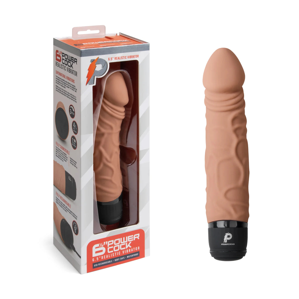 Powercocks 6.5” Realistic Vibrator Mocha