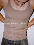 Dominic Albano Ribbed Scoop Neck Tank - Sand