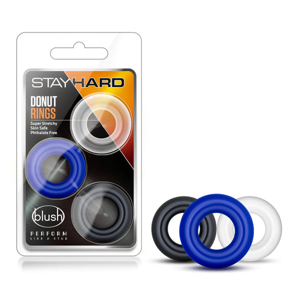 Stay Hard Assorted Colors Donut Penis Rings 3-Pack