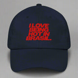 I Love Being Hot in Brasil Dad Hat by YES HOMO in Navy