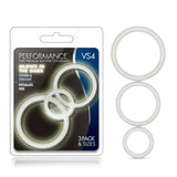 Performance VS4: Glow In The Dark White Penis Ring Set 3-Sizes