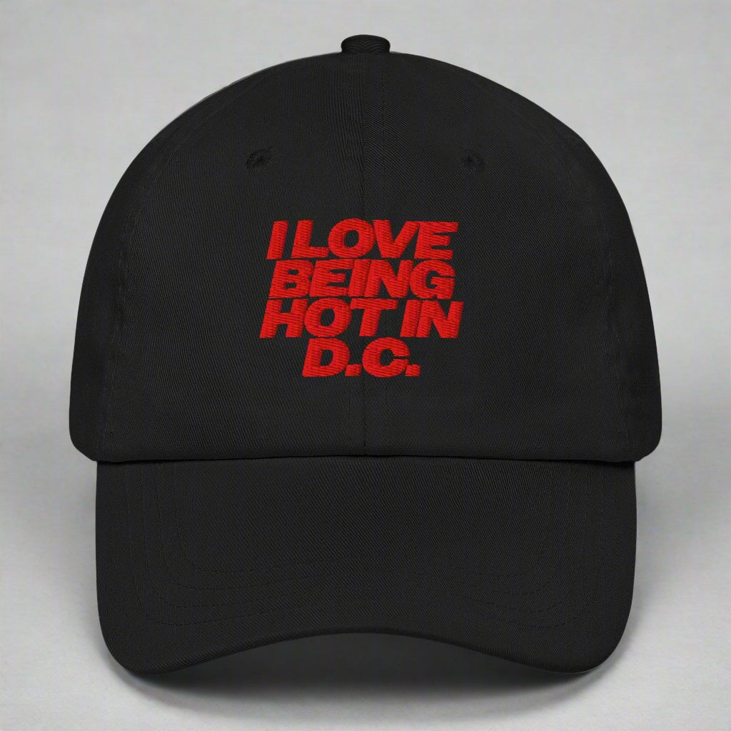 I Love Being Hot in D.C. Dad Hat by YES HOMO in Black