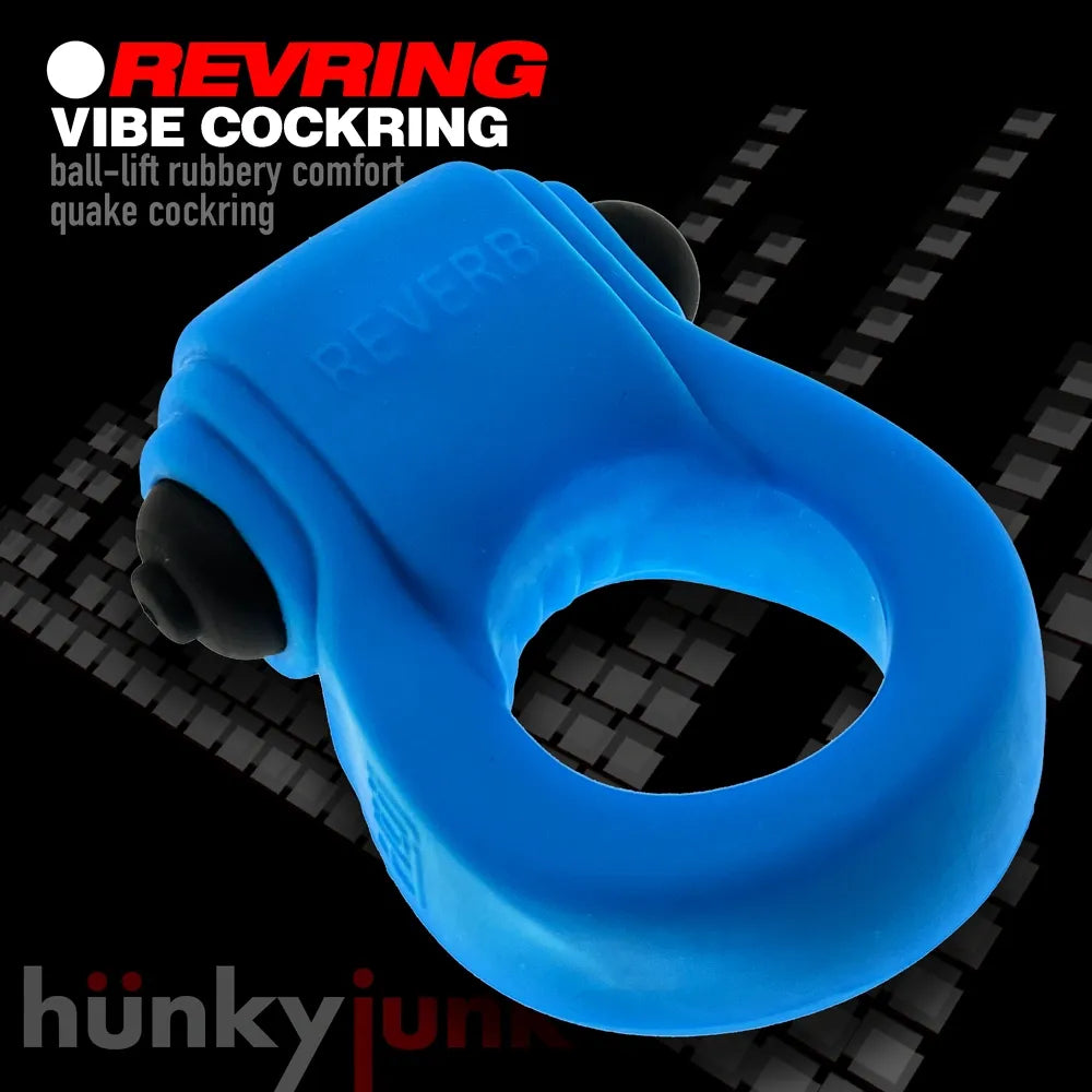 Hunkyjunk Revring Reverb Vibrating Cock Ring - Teal Ice