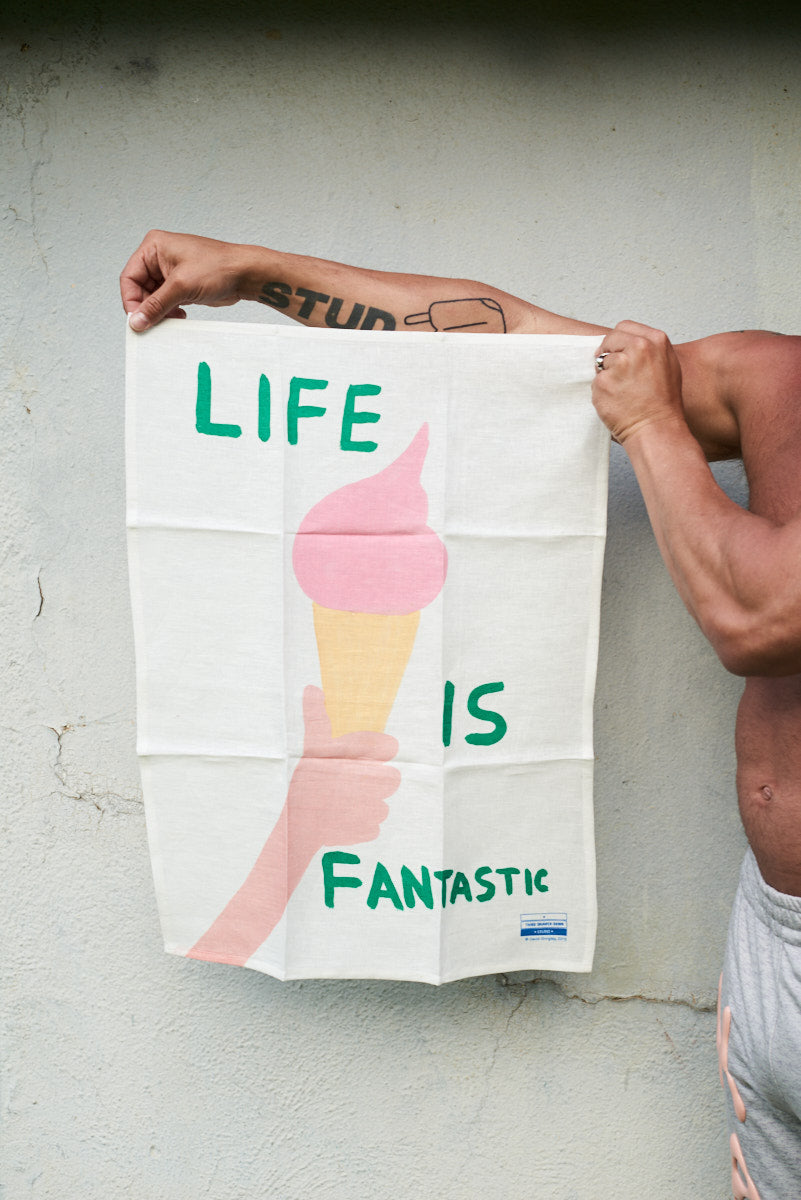 Life Is Fantastic Tea Towel - Third Drawer Down X David Shrigley
