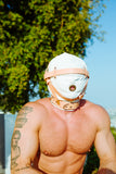 Total Sensory Deprivation White Leather Hood - Medium/Large  by Strict Leather