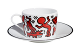 Keith Haring Porcelain tea cup & plate - Red on White