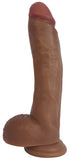 10" BARESKIN DILDO BY JOCK w. BALLS - Dark