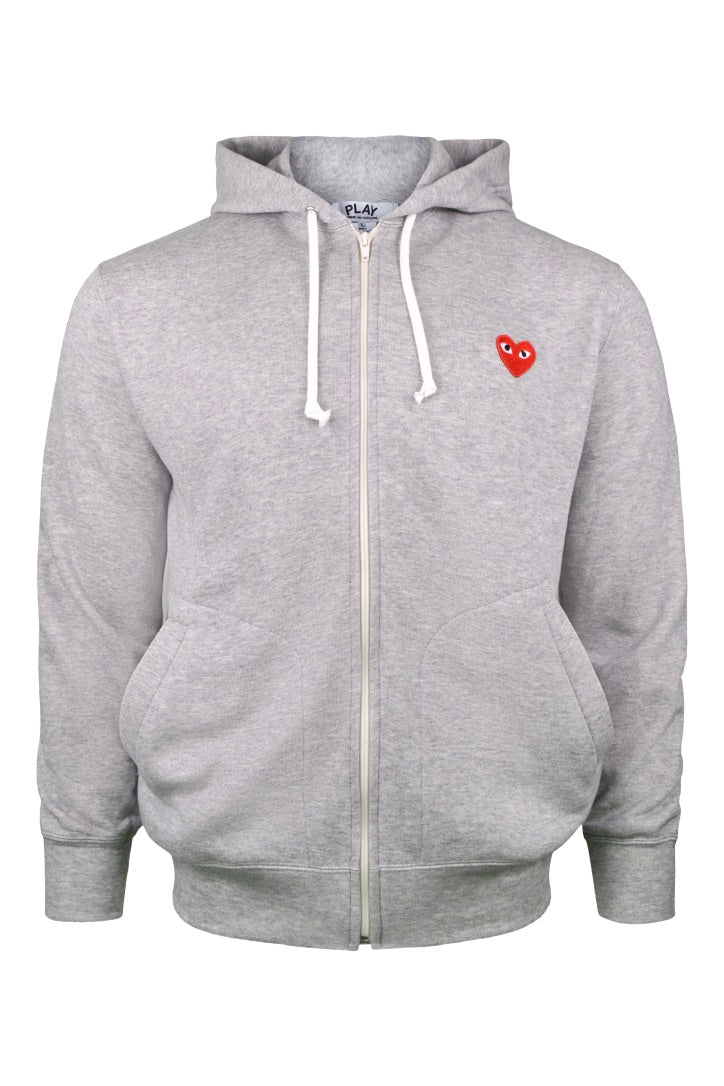 COMME des GARÇONS PLAY GRAY ZIP-UP HOODIE