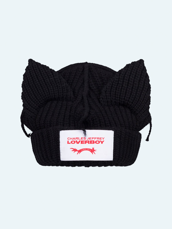 LOVERBOY BY CHARLES JEFFREY CHUNKY EARS BEANIE in BLACK