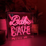 'babe Cave' Acrylic Box Neon Light