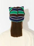 LOVERBOY BY CHARLES JEFFREY CHUNKY EARS BEANIE in GREEN NAVY BROWN