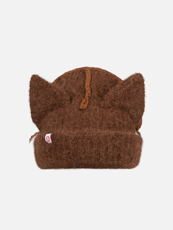 LOVERBOY BY CHARLES JEFFREY ALPACA CHUNKY EARS BEANIE in BROWN