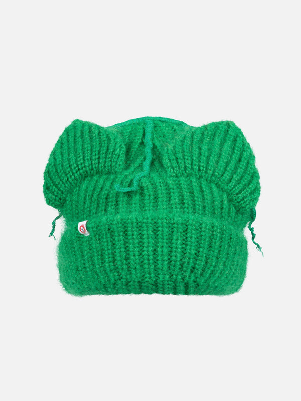 LOVERBOY BY CHARLES JEFFREY MOHAIR CHUNKY EARS BEANIE in GREEN