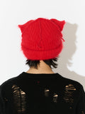 LOVERBOY BY CHARLES JEFFREY MOHAIR CHUNKY EARS BEANIE in RED