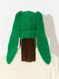 LOVERBOY BY CHARLES JEFFREY MOHAIR CHUNKY RABBIT BEANIE in GREEN