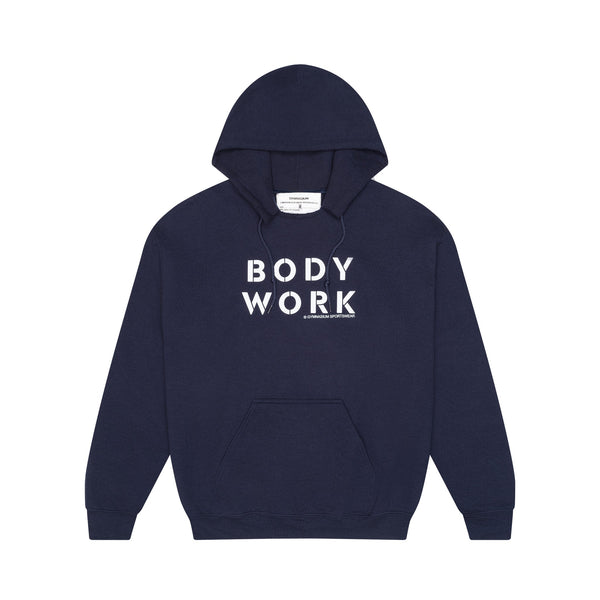 GYMNASIUM THE BODY WORK HOODED SWEATSHIRT NAVY BLUE