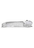 Oxballs Muscle Textured Cock Sheath Penis Extender 9.25in - Clear
