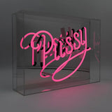 'pussy' Acrylic Box Pink Neon Sign