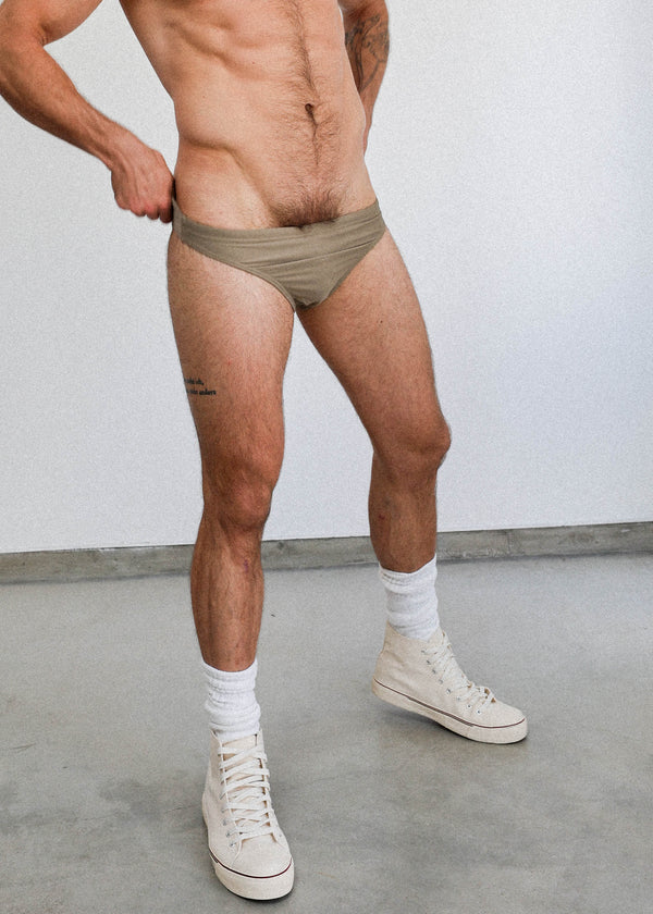 GYMNASIUM HIGH CUT SWIM BRIEF KHAKI