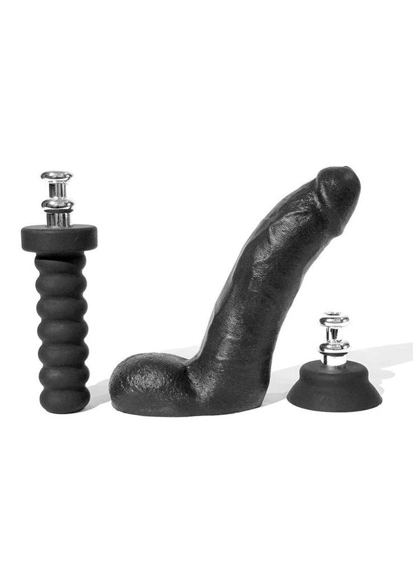 Boneyard Silicone Tool Kit Dildo with Balls 8in with Attachments (3 per set) - Black