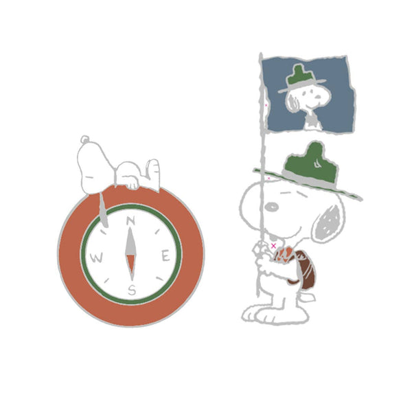 Snoopy Flag & Compass Enamel Pin Set
