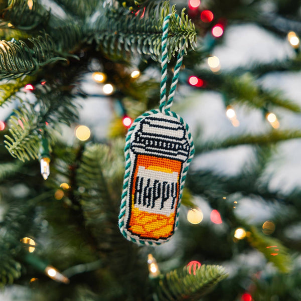 Happy Pills Needlepoint Ornament