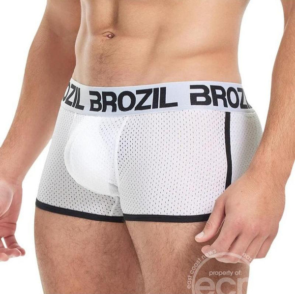 Brozil Ultra Glute and Bulge Enhancing Mesh Trunk White