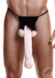 Fundies Foot Long Thong With Paper Ruler - O/S - Black