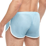 Goal Line Side Split Mesh Booty Shorts Blue