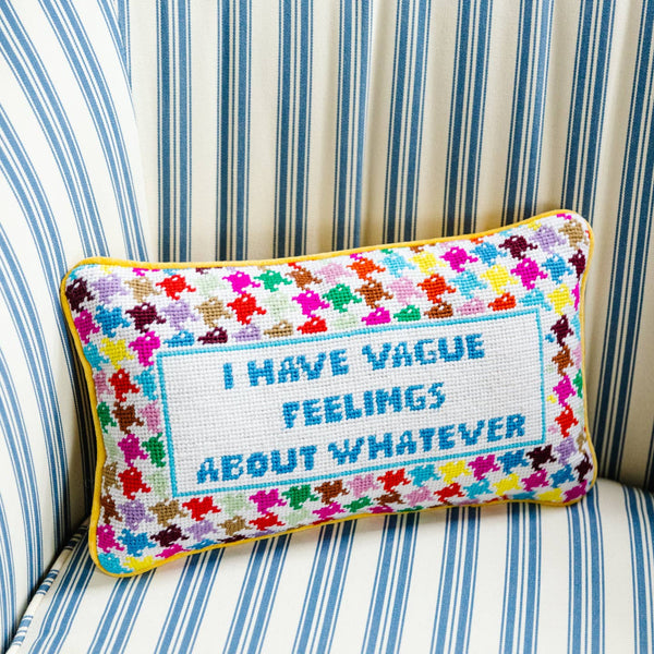 Vague Feelings Needlepoint Pillow
