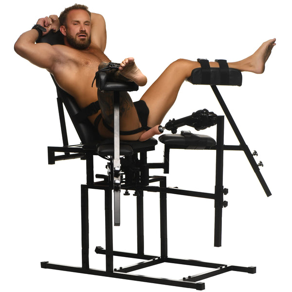 LEG SPREADER OBEDIENCE CHAIR WITH SEX MACHINE