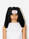 LOVERBOY BY CHARLES JEFFREY FLUFFY CHUNKY RABBIT BEANIE BLACK