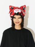 LOVERBOY BY CHARLES JEFFREY FLUFFY CHUNKY EARS BEANIE LEOPARD RED