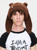 LOVERBOY BY CHARLES JEFFREY ALPACA CHUNKY RABBIT BEANIE in BROWN