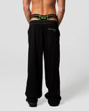 HEAVY RIB LOUNGE PANTS BLACK NEON YELLOW BY EDDIE