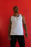 Louis Gabriel Nouchi TANK TOP WITH ASYMMETRICAL OPENING IN TEXTURED COTTON