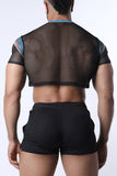 CELLBLOCK 13 Chain Reaction Mesh Crop Top - Blue