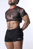 CELLBLOCK 13 Chain Reaction Mesh Crop Top - Red