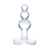 Gläs 4" Beaded Glass Butt Plug with Tapered Base
